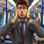 A passenger in a noisy tube train