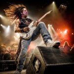 Guitarist with wedge monitor